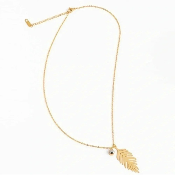 Palm Leaf Necklace Summer Beach Gold Boho 18k Gold - Picture 5 of 11